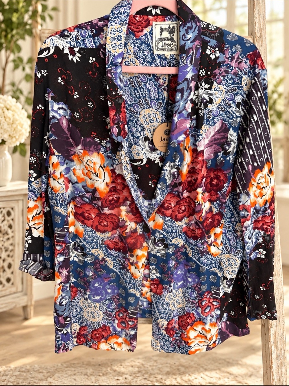 Jaase Multicolor Floral Patchwork Button-Up Jacket
